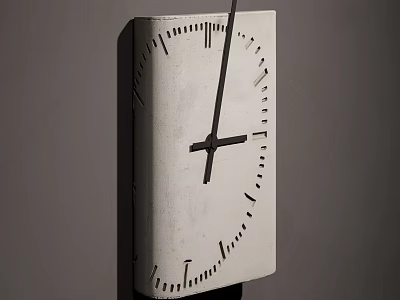 Square Wall Clock With Light Dial And Black Hands On Gray Background 3d model