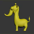 Shiny Golden 3D Rendered Cartoon Animal Character for Game and Movie Projects