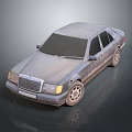 Old Classic Gray Four Door Sedan With Front Grille And Reflective Surface 3d model