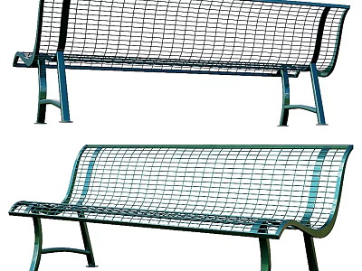 Sturdy Outdoor Metal Mesh Bench With Backrest For Garden And Patio 3d model