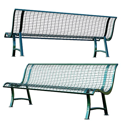 Sturdy Outdoor Metal Mesh Bench With Backrest For Garden And Patio 3d model
