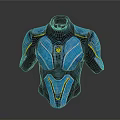 Blue And Yellow Sci Fi Upper Body Armor With Detailed Futuristic Design