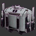 Gray Sci-Fi Mechanical Structure With Vertical Pillars Circular Top And Black Support Legs 3d model