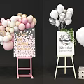 Decorative Party Supplies With Balloons Signs Vines And Wooden Crate Stands