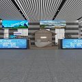 High speed Railway Station Modern Interior With Large Screens Service Counter And Signage