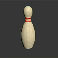White Bowling Pin With Red Ring And Glossy Surface Isolated On Dark Background 3d model