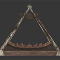Vintage Water Transport With Triangular Rustic Metal Frame Red Railings And Wooden Seats