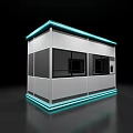 Modern Space Capsule With White Exterior Blue Accent Lighting And Sleek Design