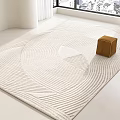 Square White Rug With Circular Geometric Patterns In Modern Bright Room 3d model