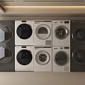Various Washing Machines Featuring Different Designs And Colors Arranged In 3d model