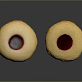 Delicious Round Jam Filled Cookies With Red Center And Golden Crust
