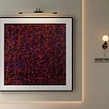 Abstract Round Frame Painting with Red Purple Patterns for Interior Wall Decor 3d model