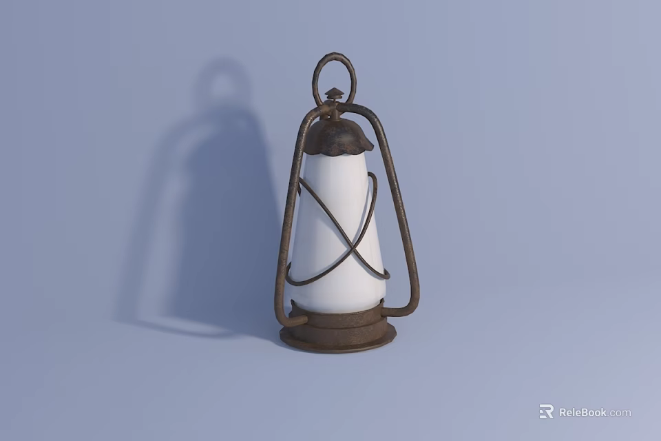 Vintage Style Table Lamp With Metal Frame White Lampshade And Cross Design 3d model 