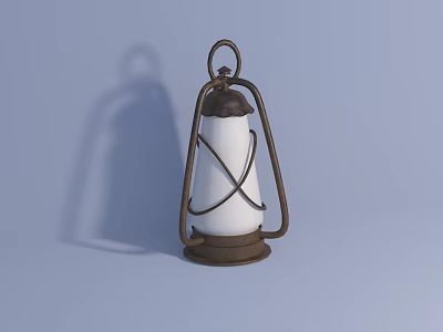 Vintage Style Table Lamp With Metal Frame White Lampshade And Cross Design 3d model