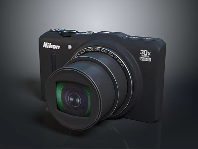 Nikon Compact Digital Camera With 30x Optical Zoom Black Portable Design 3d model