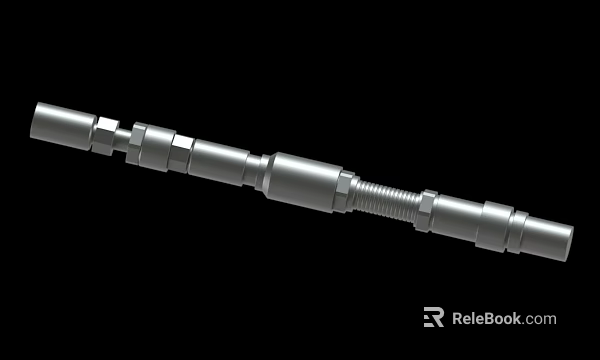 Industrial Precision Machined Metal Shaft With Stepped Sections And Threaded Design 3d model 