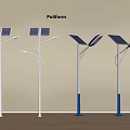 Solar Powered Outdoor Lights With White Pole Blue Base And Contemporary Design