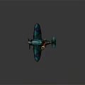 Male Character Standing Next To Turquoise Plane With Propeller And Wing Emblems