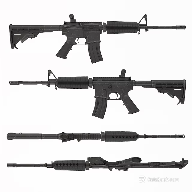 Modern Tactical Rifles Display Multiple Angles Views With Structural Details And Components 3d model