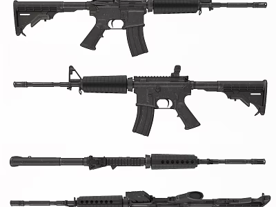 Modern Tactical Rifles Display Multiple Angles Views With Structural Details And Components 3d model