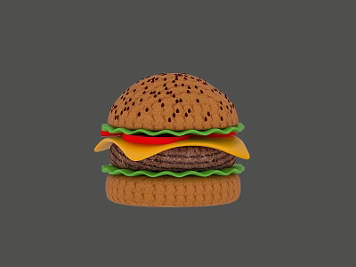 Delicious Burger with Sesame Seed Bun Juicy Beef Patty Melted Cheese Fresh Lettuce Tomato 3d model