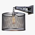 Industrial Style Metal Wall Light With Round Mesh Shade Design Fixture