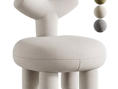 Stylish Modern Children's Chair Upholstered Fabric With Multiple Color Choices 3d model