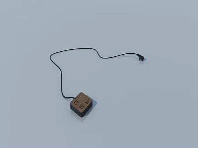 Swing Door Hardware Accessory With Brown Square Body And Black Cable 3d model