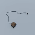 Swing Door Hardware Accessory With Brown Square Body And Black Cable 3d model