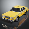 Classic Yellow Taxi Cab With TAXI Sign Chrome Grille And Black Wheels