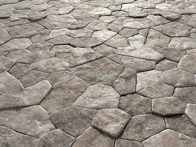 Natural Irregular Stone Paved Ground With Interlocking Gray Tones And Textured Surface 3d model
