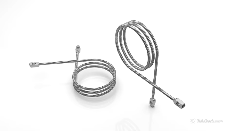 Stainless Steel Spiral Coil Hoses With Metal End Connectors And Flexible Design 3d model 