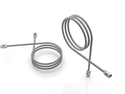 Stainless Steel Spiral Coil Hoses With Metal End Connectors And Flexible Design 3d model