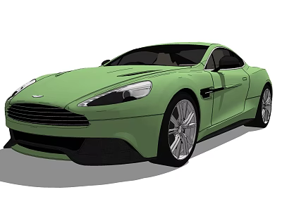 Green Luxury Sports Car With Sleek Aerodynamic Body And Modern Alloy Wheels 3d model