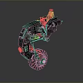 Game Movie Character Featuring Mechanical Arm With Metal Gear And Bolt Details