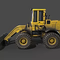 Yellow Industrial Front Loader With Large Bucket And Heavy Duty Tires