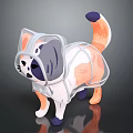 Cat Wearing Protective Headgear And Body Cover For Pet Safety