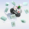 Premium Green Mahjong Tiles Set With Rotating Automatic Table For Home Game Room
