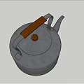 Gray Metal Electrical Kettle With Wooden Handle And Lid Knob For Daily Boiling Water