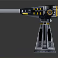 Futuristic Sci Fi Weapon With Blue Yellow Accents Modern Tech Design Long Barrel Stable Base 3d model
