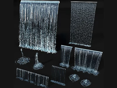 Various Decorative Water Feature Fountains With Cascading Curtains And Spray Patterns 3d model