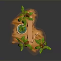 Egyptian Themed Decorative Setup With Palm Trees Brown Trunks And Green Leaves