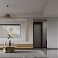 Open Modern Living and Dining Room With Circular Moon Artwork Pendant Lights Sofa Coffee Table