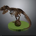 T Rex Dinosaur Skeleton Model Display on Green Base With Golden Sphere 3d model
