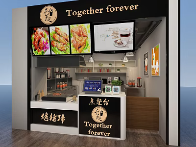 Modern snack bar fried chicken shop 3d model Modern snack bar fried chicken shop 3d model