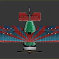 Vintage Biplane Passenger Plane Model With Green Fuselage Red Blue Striped Wings And Propeller
