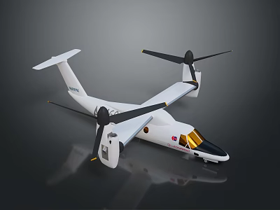 White Small Aircraft Model With Dual Propellers And Cockpit Design 3d model
