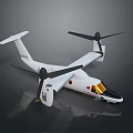 White Small Aircraft Model With Dual Propellers And Cockpit Design