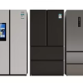 Modern Refrigerators Featuring Various Door Designs And Silver Black Gray Colors 3d model