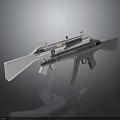 3D Model of Modern White and Gray Rifle with Scope and Design Features